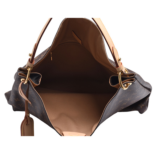 LV M43704經典GRACEFUL MM系列Monogram帆布印花磁釦肩背包(米色)