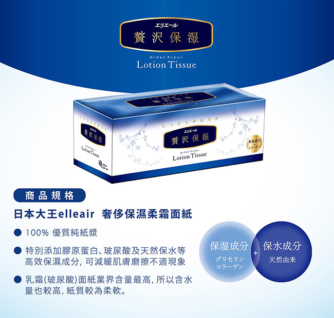 大王elleair無漂白廚房紙巾(50抽/2入)X20包+送奢侈面紙(200抽/盒)X2盒