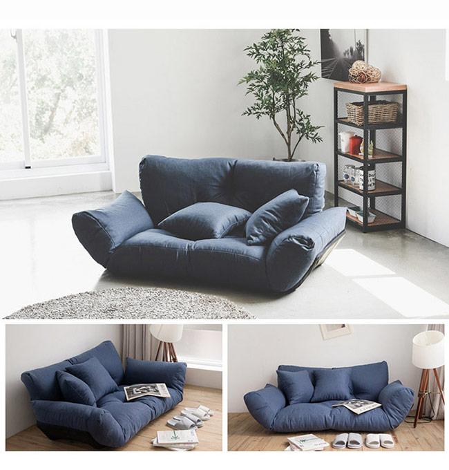 Home Feeling 5段式雙人激厚款扶手沙發床/和室椅(3色可選)