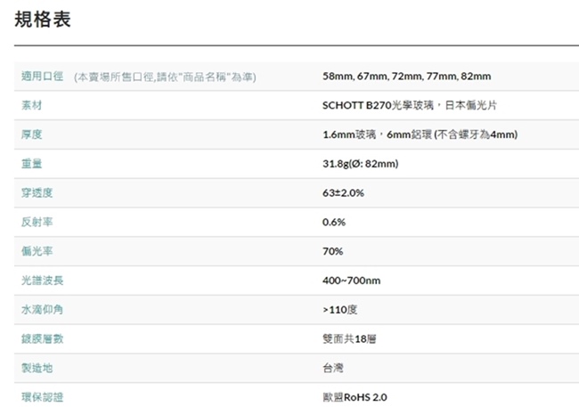 台灣STC多層鍍膜抗刮抗污薄框Hybrid(-0.5EV)極致透光CPL偏光鏡82mm