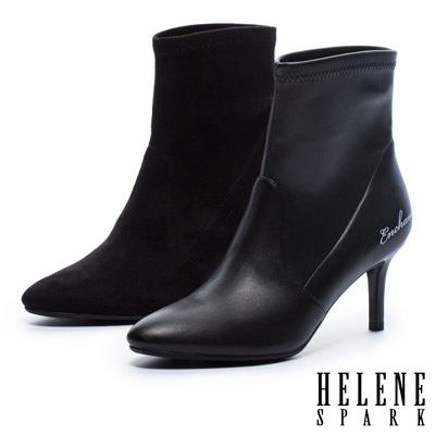 襪靴 HELENE SPARK 率性時尚標語宣示羊皮彈力襪靴－黑