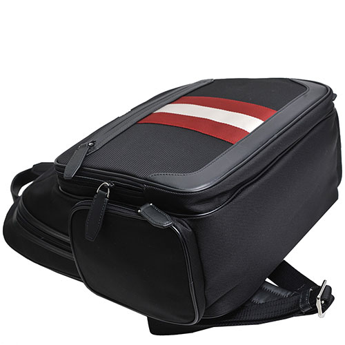 BALLY CHAPMAY 高質感皮革滾邊尼龍帆布後背包(黑)