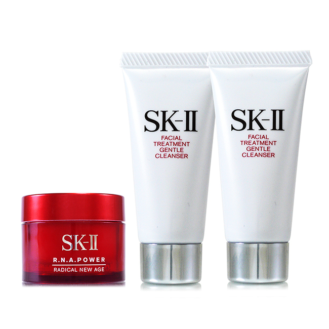SK-II RNA超肌能緊緻活膚霜15g+全效活膚潔面乳20g*2
