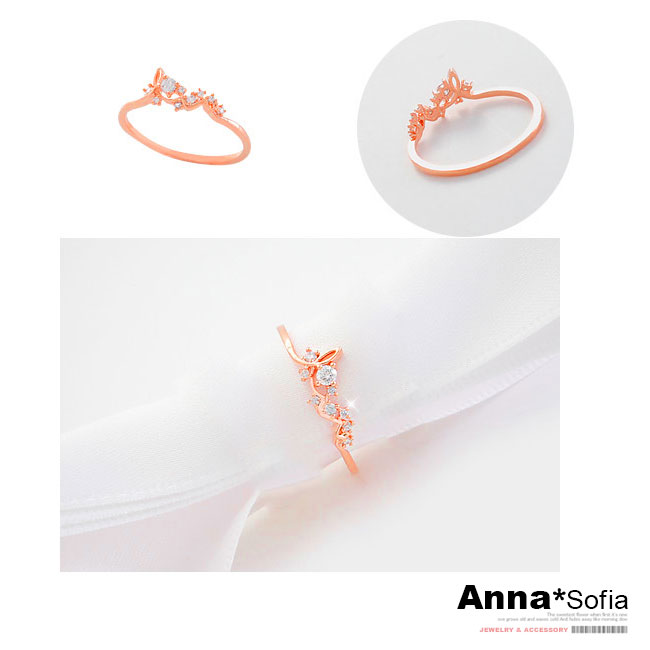 【3件5折】AnnaSofia 精緻綴鑽LOVE 開口戒指(內直徑1.7cm-金系)