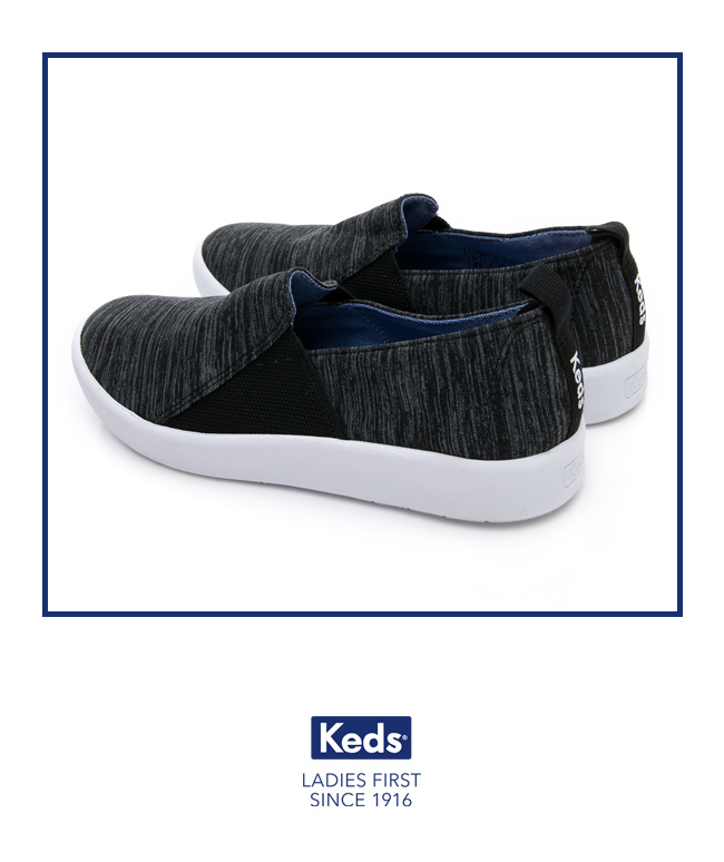 Keds STUDIO 輕量彈力拼接休閒便鞋-黑