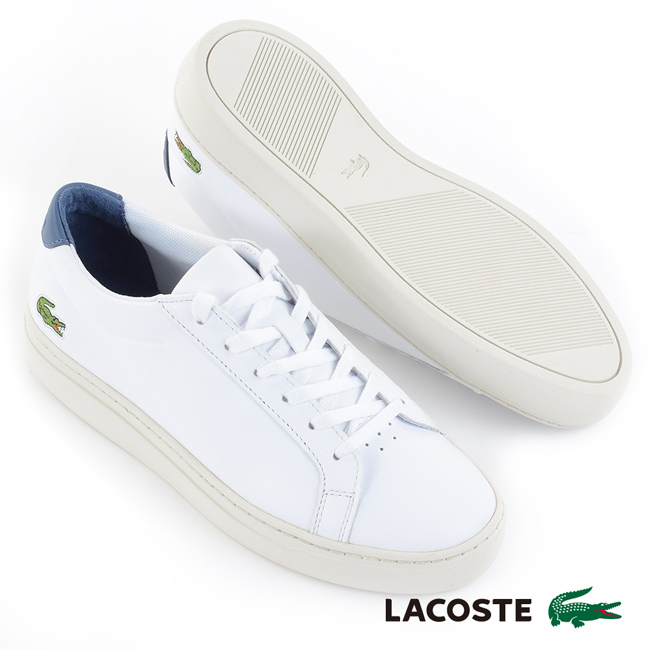 LACOSTE 女用真皮運動休閒鞋-白色