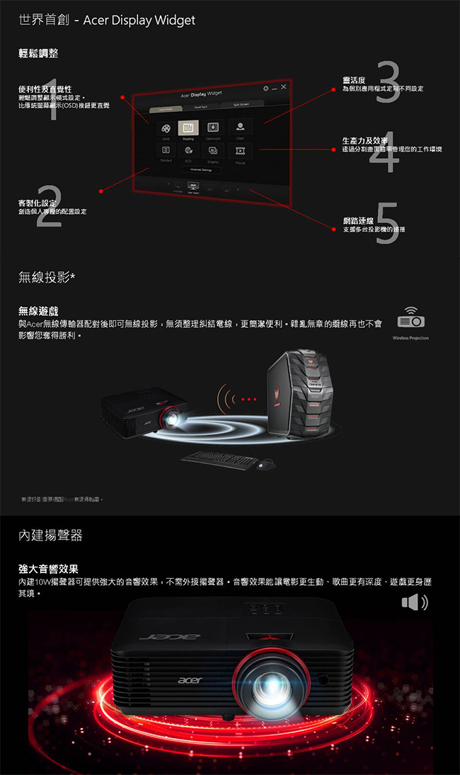 acer G550 Full HD 投影機(2200流明)