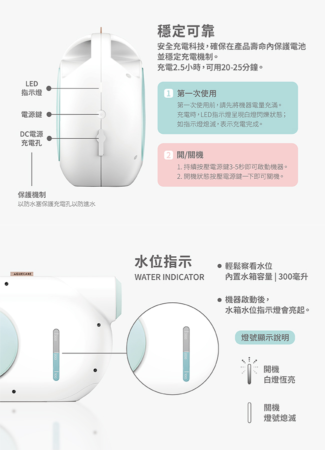 AQUECARE天淨 T1 無線快速滅菌機 空間降菌居家消毒