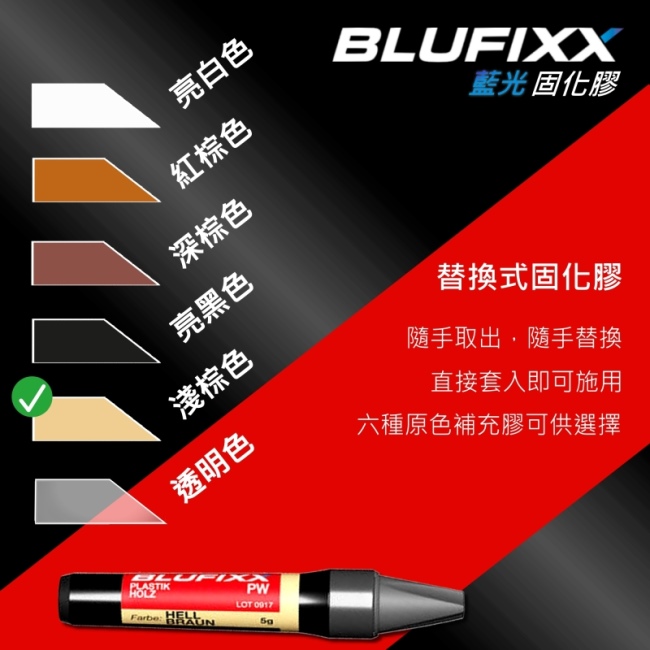 德國BLUFIXX 藍光固化膠/補充膠- 輕質型淺棕色德國製