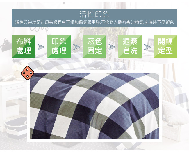 BEDDING-活性印染5x6尺春夏涼被-格致深藍