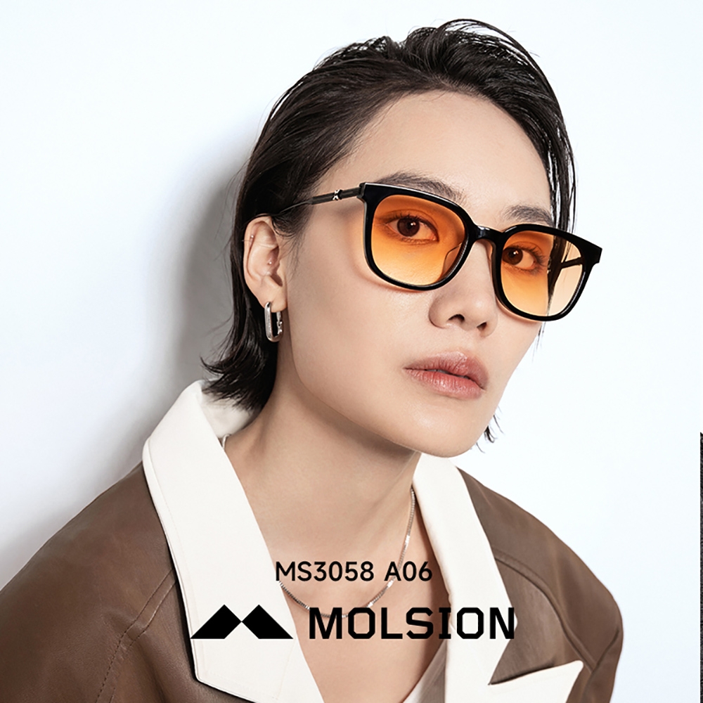 MOLSION D型方框太陽眼鏡/黑-淡黃漸層鏡片#MS3058 A06 | 太陽眼鏡/墨鏡