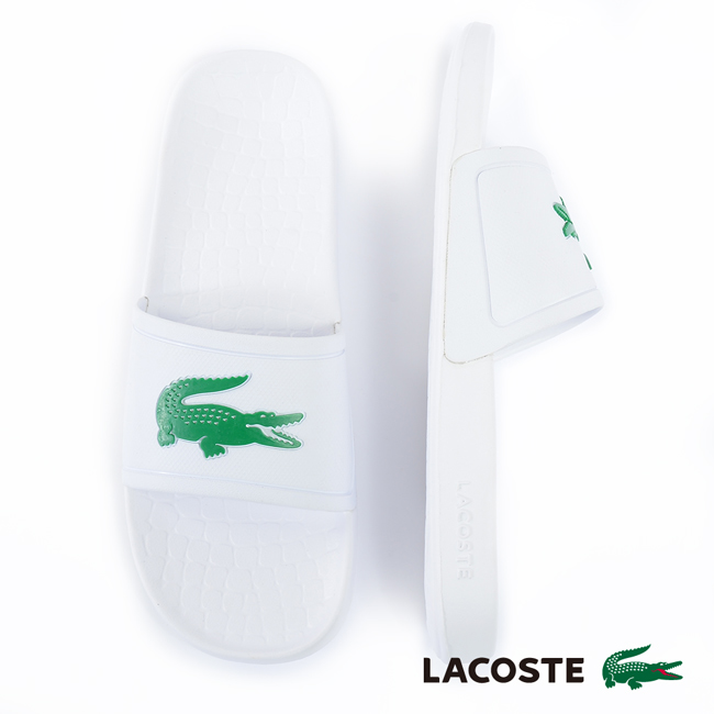 LACOSTE 女用休閒拖鞋-白色