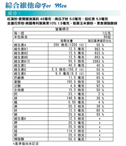 素天堂 男性綜合維他命(2瓶)+金盞花葉黃素膠囊(5mg)(2瓶)