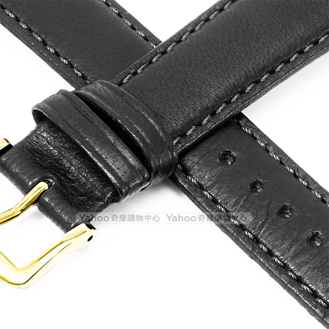 海奕施 HIRSCH Merino M 法國軟羊皮錶帶 細緻車線 防水可清洗-黑