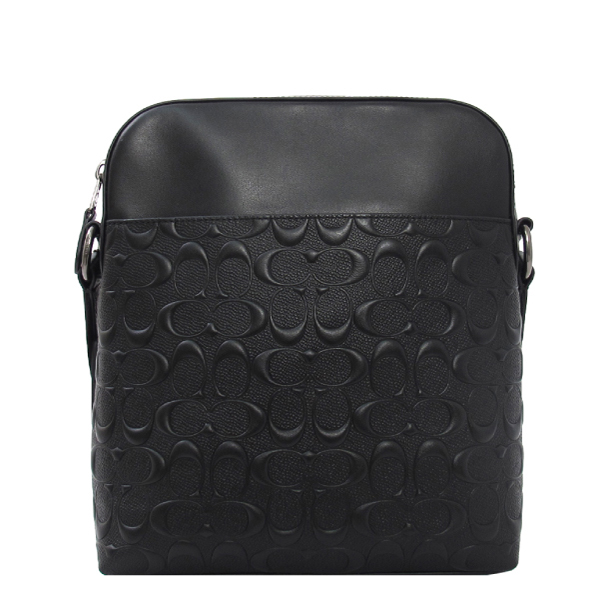 COACH 壓紋小牛皮 / HOUSTON 飛行斜背包(黑色)