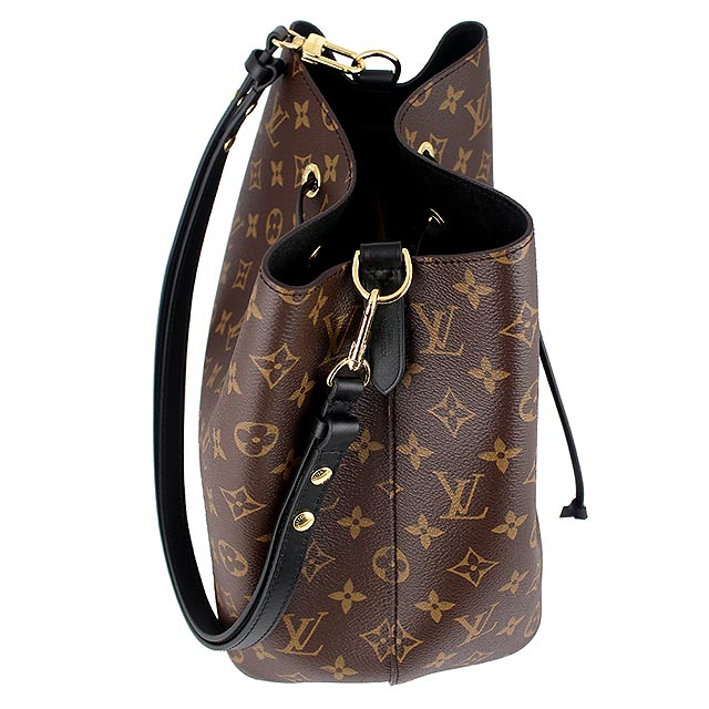 LV M44020 Monogram 經典LV花紋黑色伸縮背帶水桶包