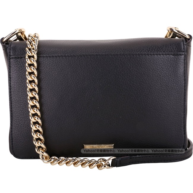 Rebecca Minkoff Mab Flap 金勾釦皮革兩用鍊帶包(黑色)