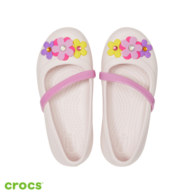 Crocs 卡駱馳 (童鞋) 莉娜女孩奇趣平底鞋-205529-6PI