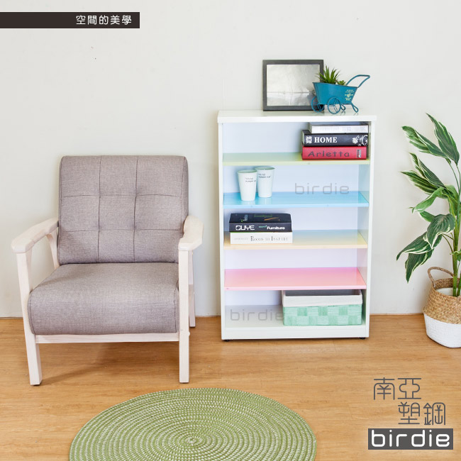 Birdie南亞塑鋼-2.2尺開放式五格收納櫃/鞋櫃-彩色板-66x33x100cm