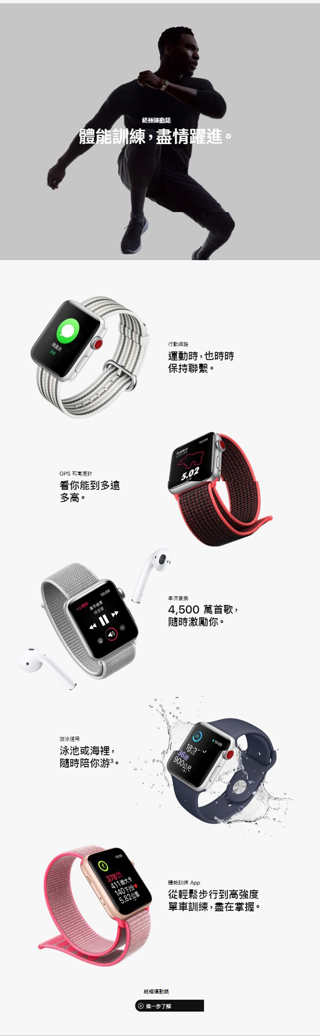 Apple Watch S3(GPS+網路) 42mm 黑色不鏽鋼錶殼搭配黑色運動型錶帶