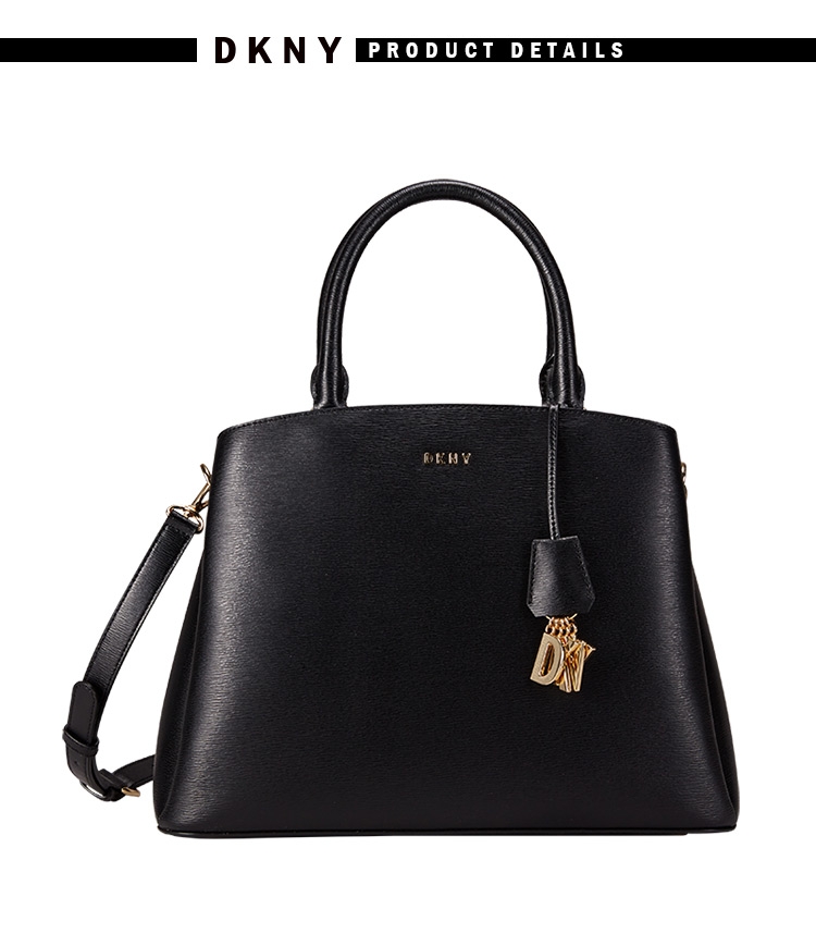 DKNY 真皮簡約斜背手提包 黑