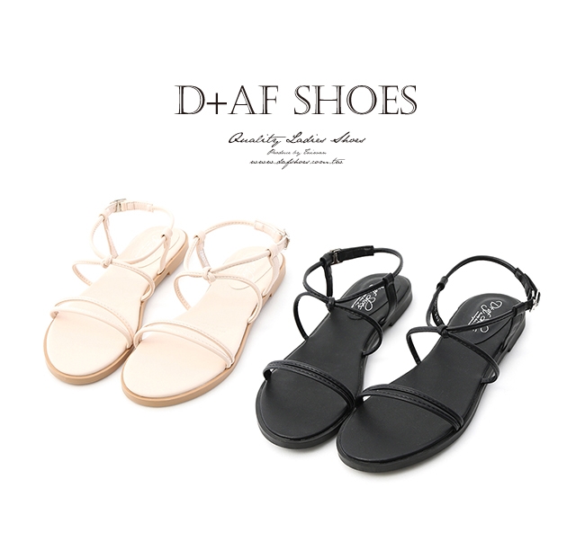 D+AF 夏氛日常．一字交叉細帶平底涼鞋＊黑