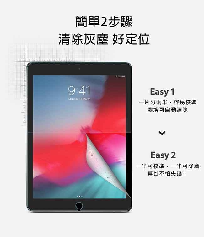 Rearth Apple iPad 第5/6代 (9.7寸)滿版抗衝擊螢幕保護貼