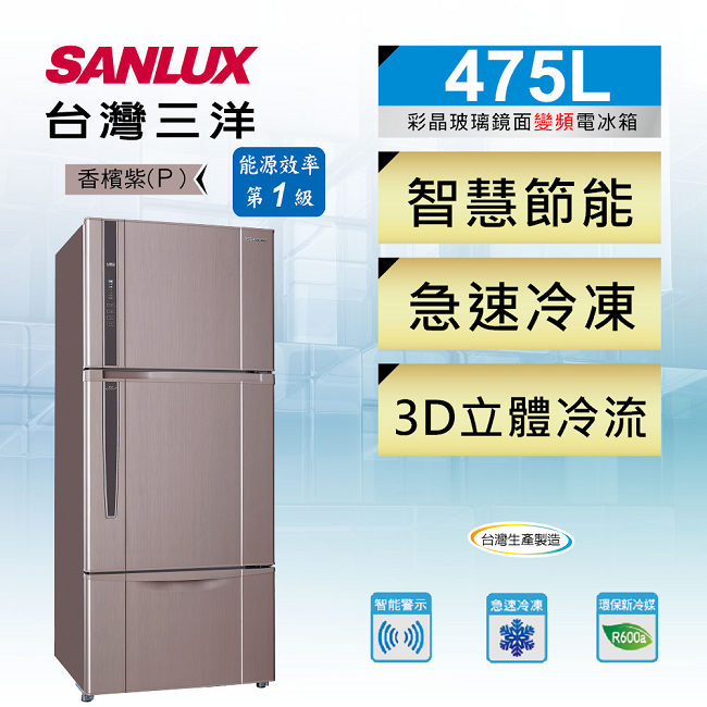 SANLUX台灣三洋 475L 1級變頻3門電冰箱 SR-C475CV1A