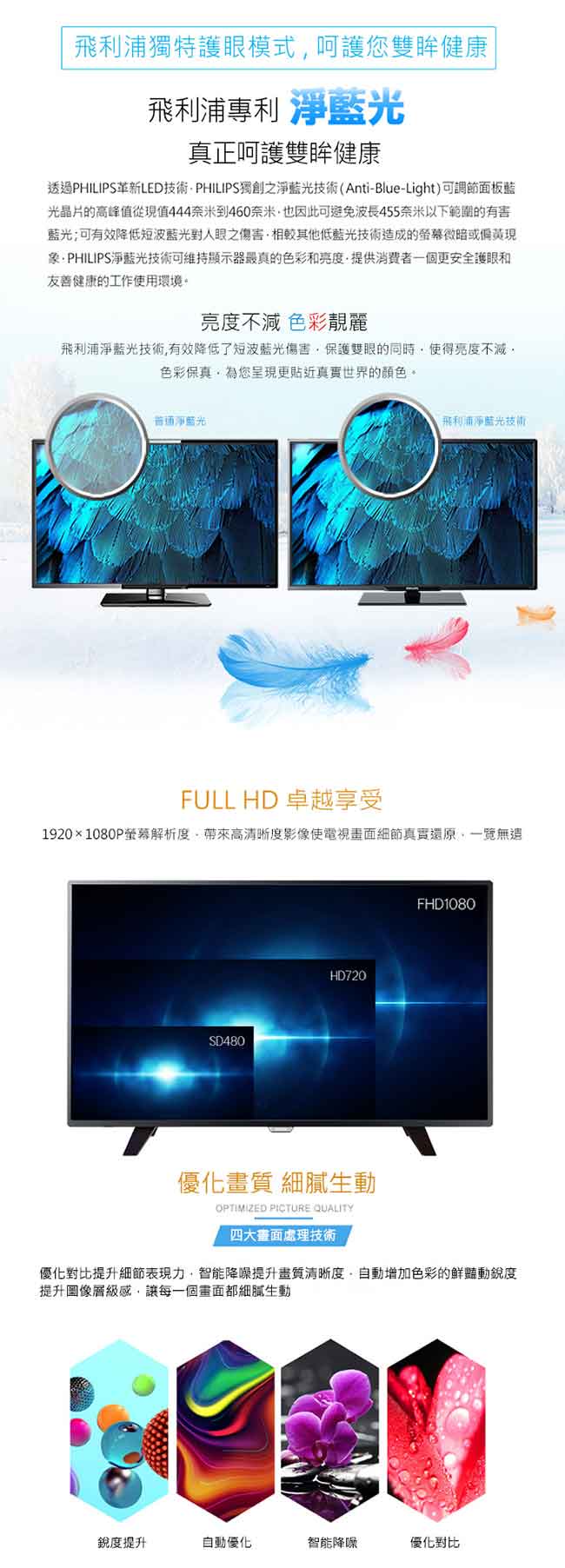 《促銷+送壁掛架及安裝&HDMI線》Philips飛利浦 43吋43PFH4002 Full HD液晶顯示器(★無搭贈視訊盒)