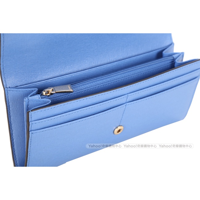 FURLA Babylon 防刮牛皮釦式長夾(蔚藍色)