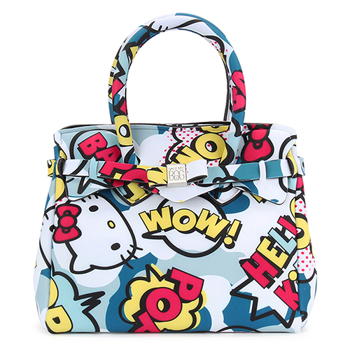 SAVE MY BAG Petite Miss系列Hello Kitty輕量托特包-藍色