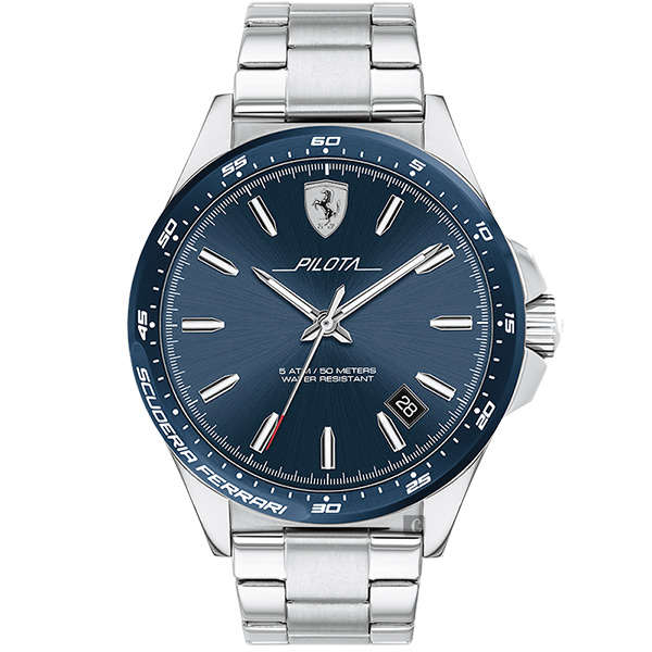 Scuderia Ferrari Pilota 飆風再起手錶-深藍x銀/43mm