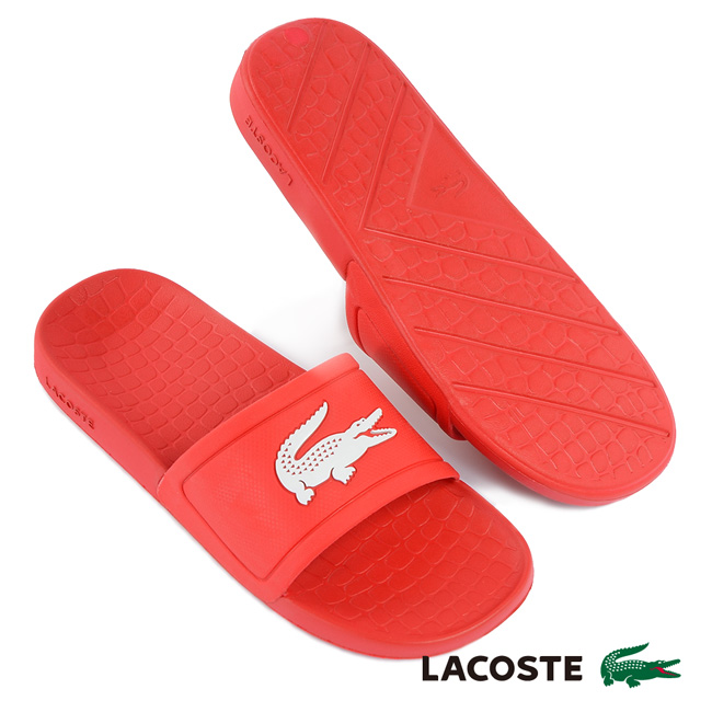 LACOSTE 女用休閒拖鞋-紅色