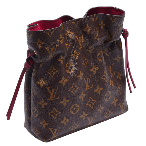 LV M43445 NOÉ系列Monogram帆布牛皮飾邊束口萬用收納袋(紫紅色)