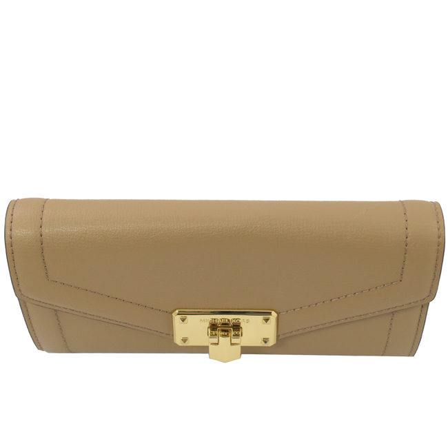 MICHAEL KORS Kinsley 經典金屬logo翻釦式長夾(卡其)