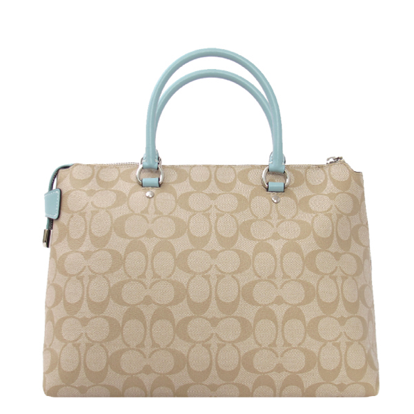 COACH 經典PVC / 手提兩用包(大款/卡其藍)