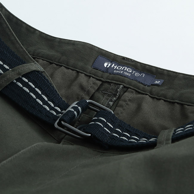 Hang Ten - 男裝 - 腰帶造型口袋休閒褲 - 綠