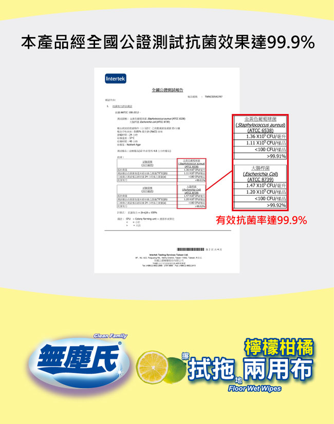 無塵氏 檸檬柑橘抗菌拭拖兩用布 12枚