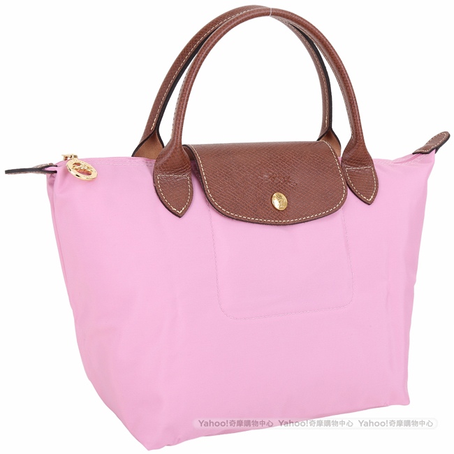 LONGCHAMP Le pliage 短提把MINI摺疊水餃包(粉紅色)