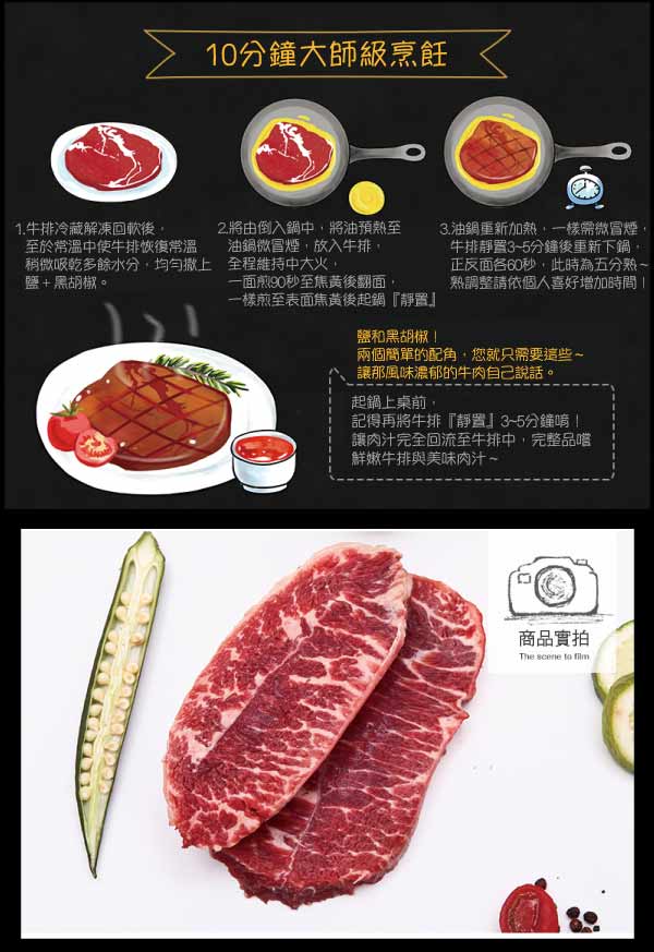豪鮮牛肉 金牌和種安格斯PRIME嫩肩和霜牛排12片(100g±10%,4盎斯/片)