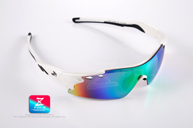【Z-POLS】新一代太空纖維彈性輕量一片式七彩REVO電鍍帥氣頂級運動眼鏡