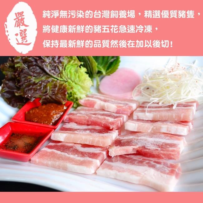 (滿699免運)【海陸管家】台灣帶皮豬五花厚肉片(每片約100g) x1片