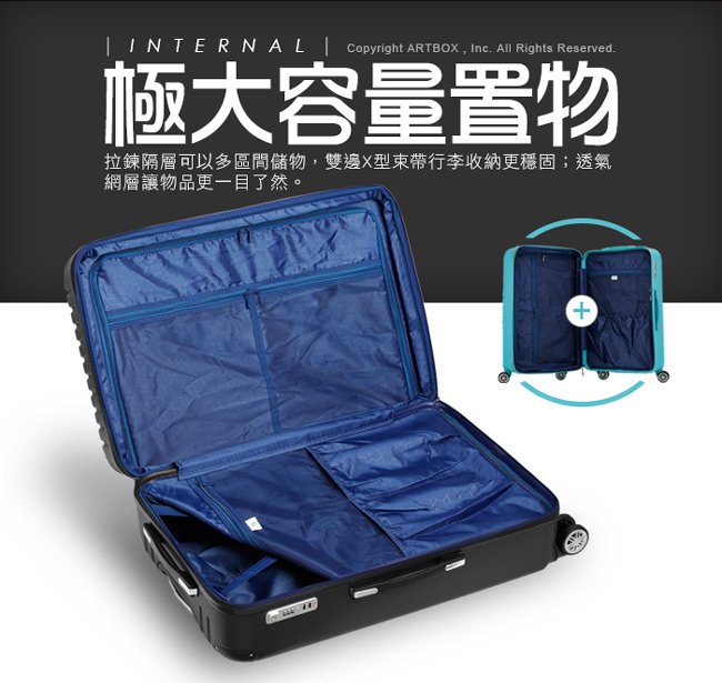【ARTBOX】旅行意義 20吋抗壓U槽鑽石紋霧面行李箱 (玫瑰金)
