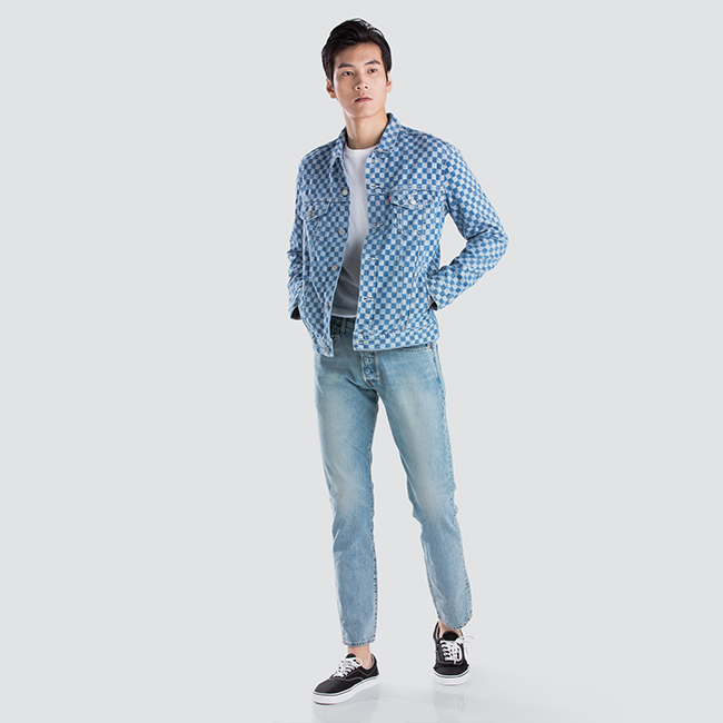 Levis 男款 牛仔外套 Type 3 經典修身版型 棋盤紋