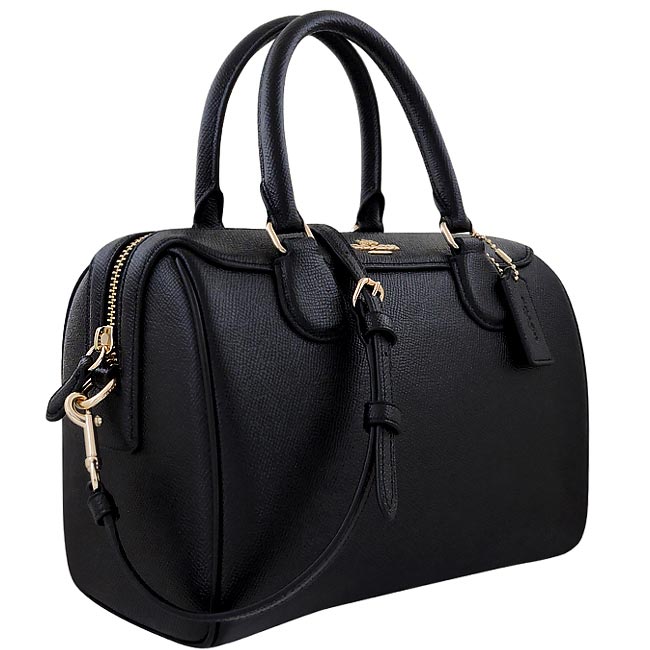 COACH 黑色防刮皮革手提/斜背兩用包