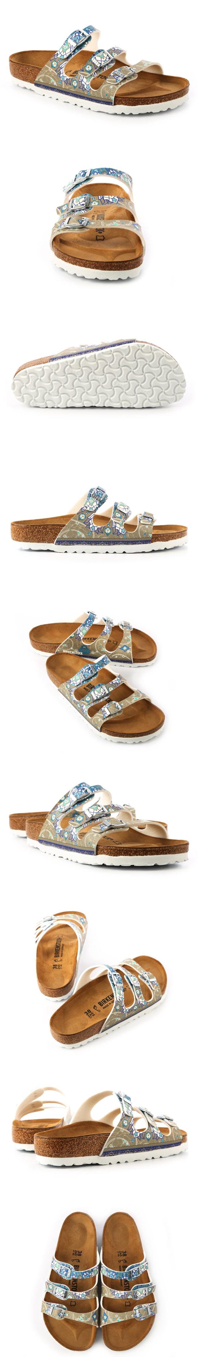 勃肯BIRKENSTOCK 1009810FLORIDA三條復古拖鞋(馬賽克灰)