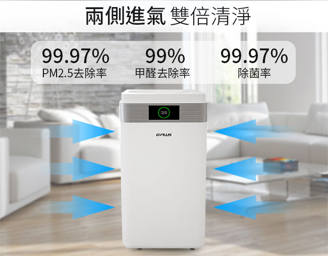 GPLUS 36坪 Wifi遙控雙側進風空氣清淨機 Pro 1000