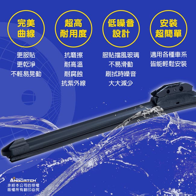 【FLX】美國專利軟骨雨刷-通用款19吋(1入)撥水力強 無接點式金屬