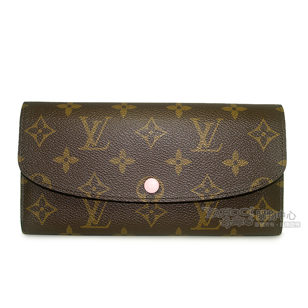 LV M61289 Emilie Monogram 經典釦式長夾(粉紅色)