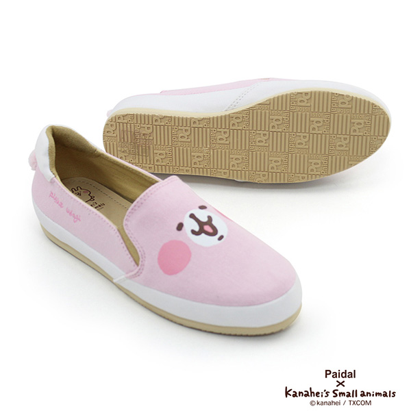Paidal x 卡娜赫拉的小動物 經典大臉粉紅兔兔平底休閒鞋樂福鞋懶人鞋